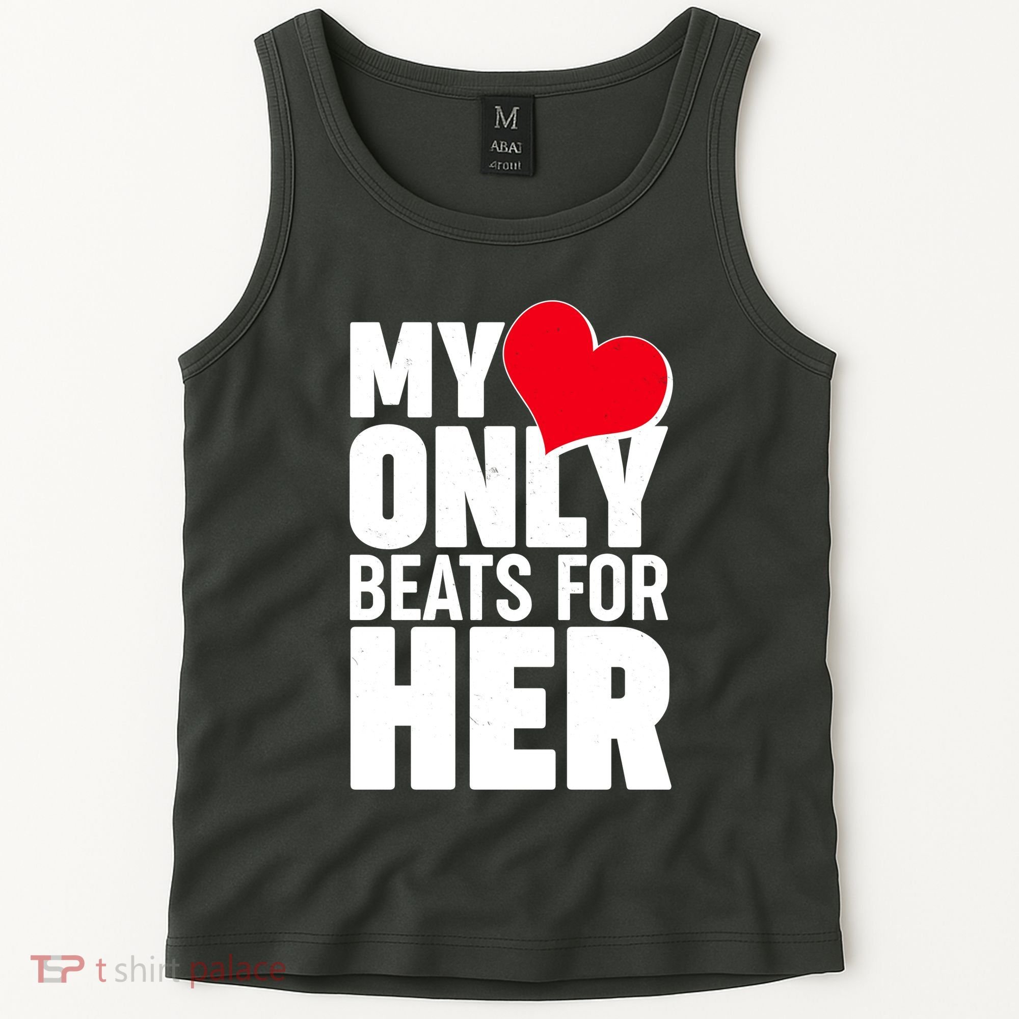 Valentine's Day My Heart Only Beats for Her Matching Couples Tank Top