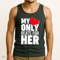 Valentine's Day My Heart Only Beats for Her Matching Couples Tank Top thumb 3