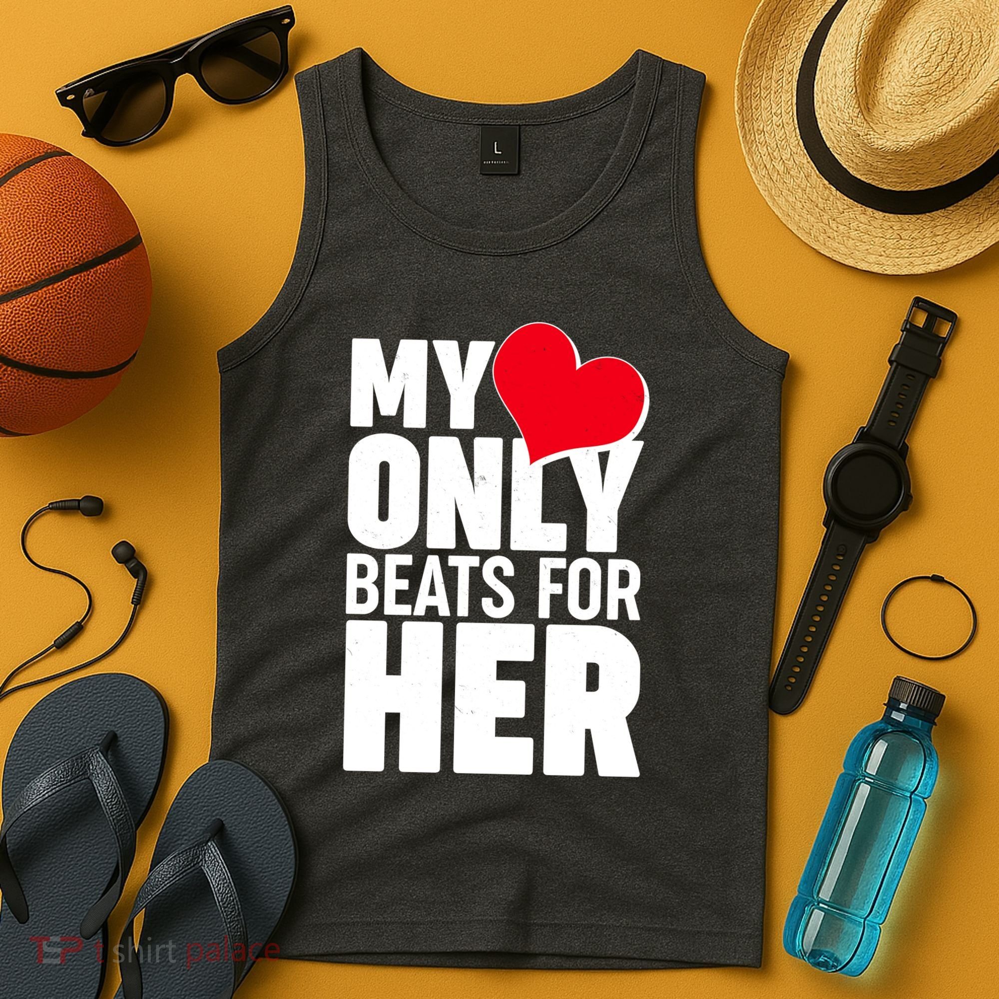 Valentine's Day My Heart Only Beats for Her Matching Couples Tank Top