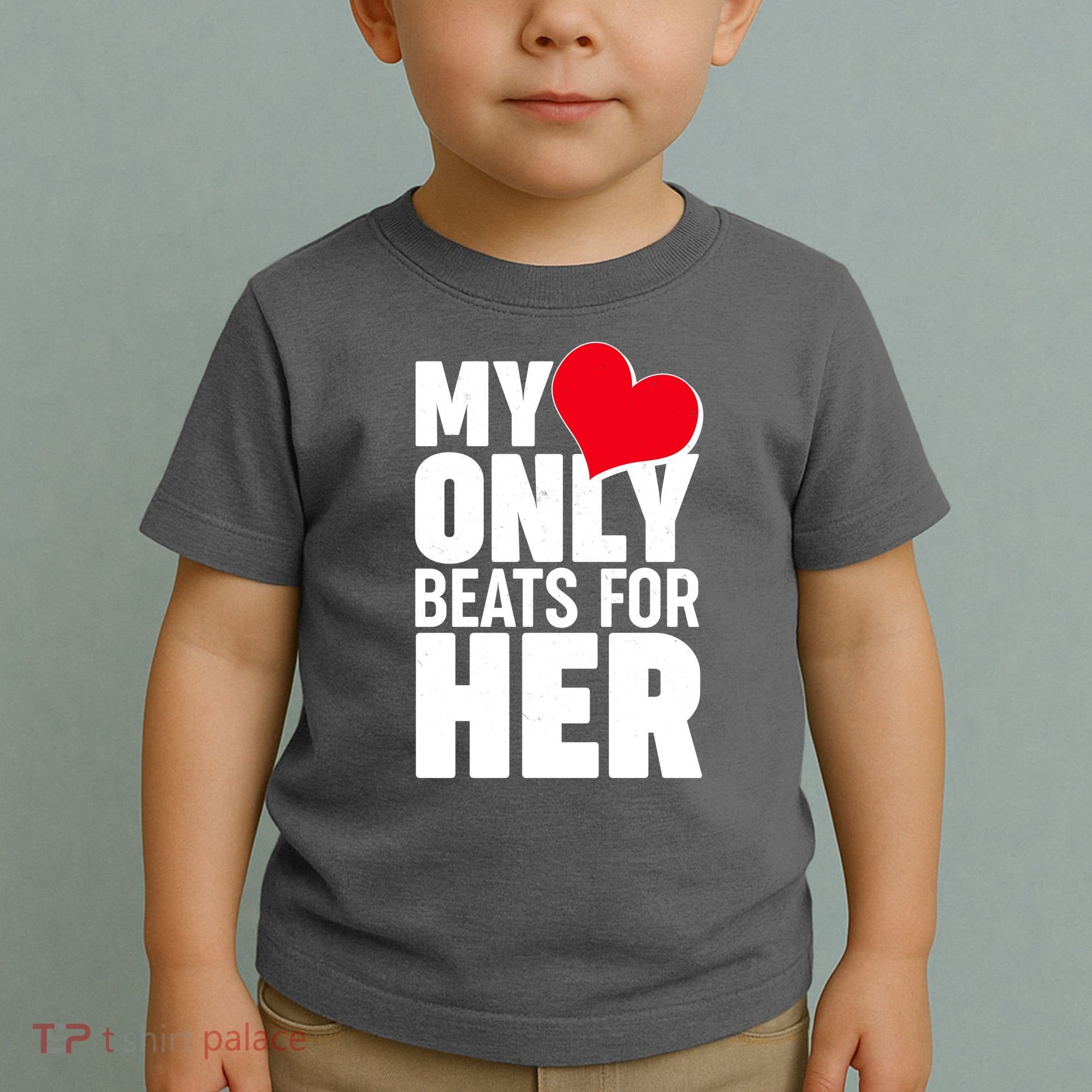 Valentine's Day My Heart Only Beats for Her Matching Couples Toddler T-Shirt