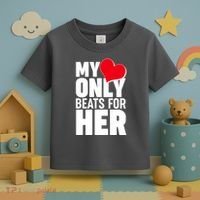 Valentine's Day My Heart Only Beats for Her Matching Couples Toddler T-Shirt thumb 3
