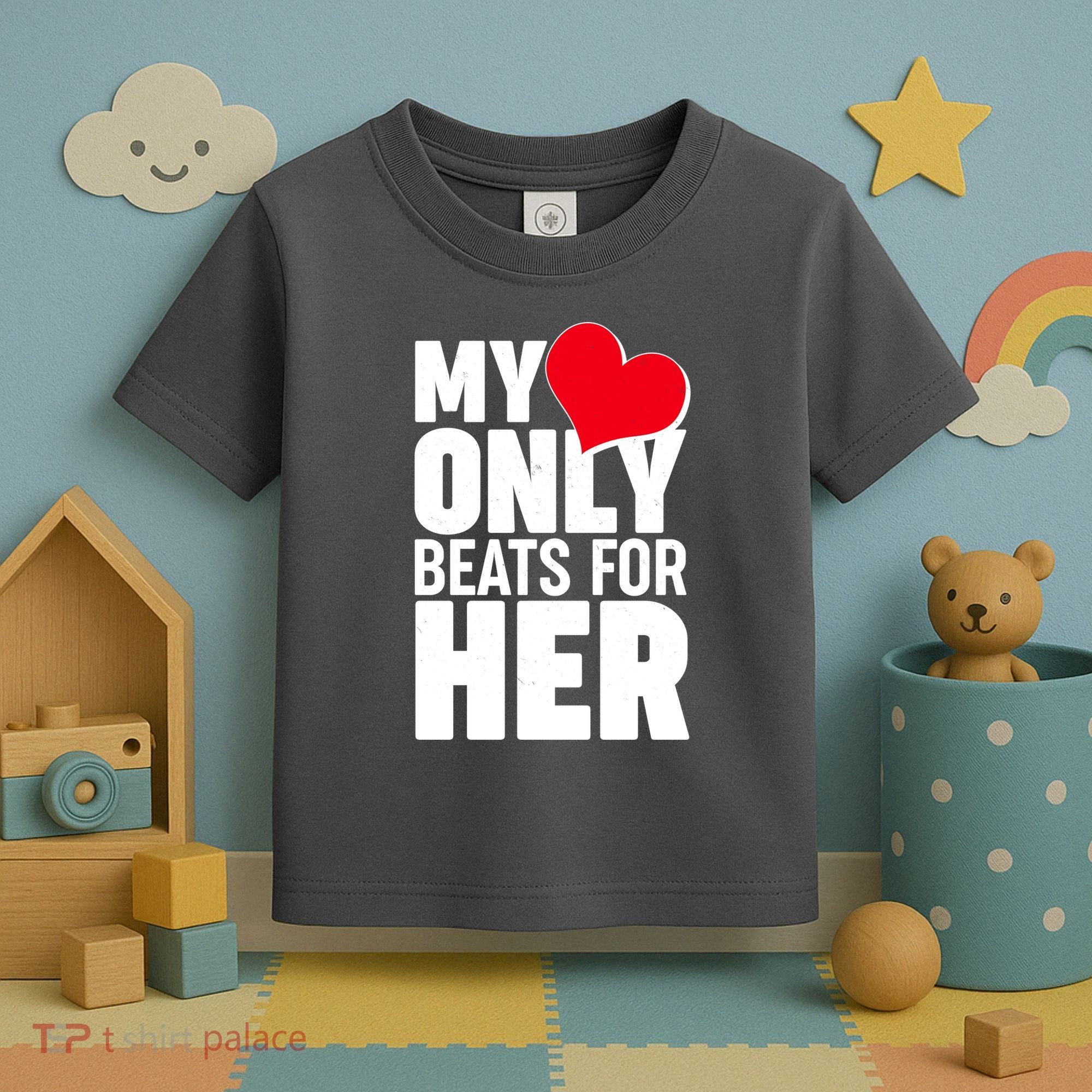 Valentine's Day My Heart Only Beats for Her Matching Couples Toddler T-Shirt