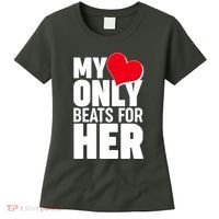 Valentine's Day My Heart Only Beats for Her Matching Couples Women's T-Shirt thumb 0