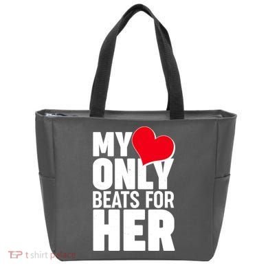 Valentine's Day My Heart Only Beats for Her Matching Couples Tote Bag