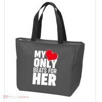 Valentine's Day My Heart Only Beats for Her Matching Couples Tote Bag thumb 3