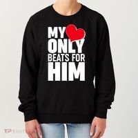 Valentine's Day My Heart Only Beats for Him Matching Couples Women's Sweatshirt thumb 0