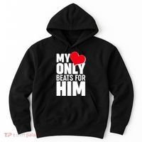 Valentine's Day My Heart Only Beats for Him Matching Couples Hoodie thumb 0