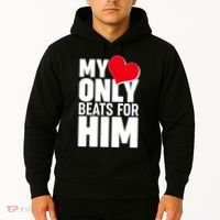 Valentine's Day My Heart Only Beats for Him Matching Couples Hoodie thumb 2