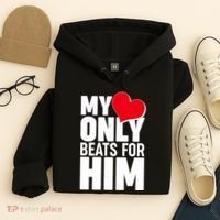 Valentine's Day My Heart Only Beats for Him Matching Couples Hoodie thumb 4