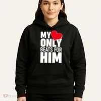Valentine's Day My Heart Only Beats for Him Matching Couples Hoodie thumb 5