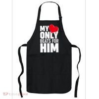 Valentine's Day My Heart Only Beats for Him Matching Couples Apron thumb 0