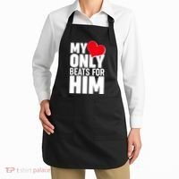 Valentine's Day My Heart Only Beats for Him Matching Couples Apron thumb 2