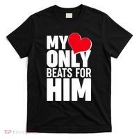 Valentine's Day My Heart Only Beats for Him Matching Couples T-Shirt thumb 0