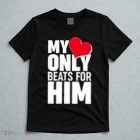 Valentine's Day My Heart Only Beats for Him Matching Couples T-Shirt thumb 5