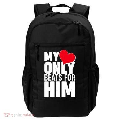 Valentine's Day My Heart Only Beats for Him Matching Couples Backpack