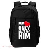 Valentine's Day My Heart Only Beats for Him Matching Couples Backpack thumb 0