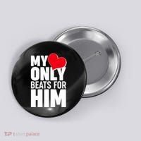 Valentine's Day My Heart Only Beats for Him Matching Couples Button thumb 0