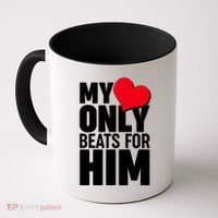 Valentine's Day My Heart Only Beats for Him Matching Couples Coffee Mug thumb 0
