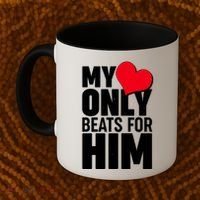 Valentine's Day My Heart Only Beats for Him Matching Couples Coffee Mug thumb 2