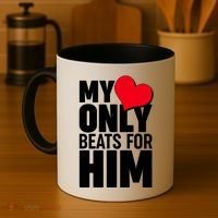 Valentine's Day My Heart Only Beats for Him Matching Couples Coffee Mug thumb 4