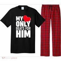 Valentine's Day My Heart Only Beats for Him Matching Couples Pajama Set thumb 0