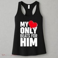 Valentine's Day My Heart Only Beats for Him Matching Couples Women's Tank Top thumb 3