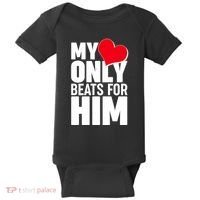 Valentine's Day My Heart Only Beats for Him Matching Couples Baby Bodysuit thumb 0