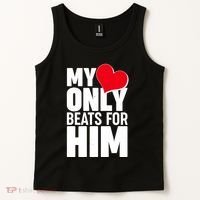 Valentine's Day My Heart Only Beats for Him Matching Couples Tank Top thumb 2