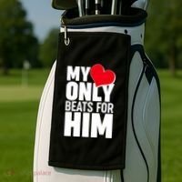 Valentine's Day My Heart Only Beats for Him Matching Couples Golf Towel thumb 2