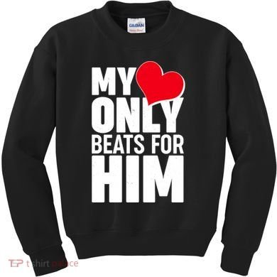 Valentine's Day My Heart Only Beats for Him Matching Couples Kids Sweatshirt
