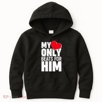 Valentine's Day My Heart Only Beats for Him Matching Couples Kids Hoodie thumb 0