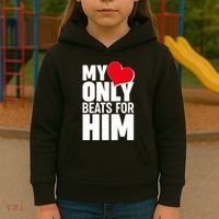Valentine's Day My Heart Only Beats for Him Matching Couples Kids Hoodie thumb 3