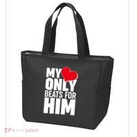 Valentine's Day My Heart Only Beats for Him Matching Couples Tote Bag thumb 3