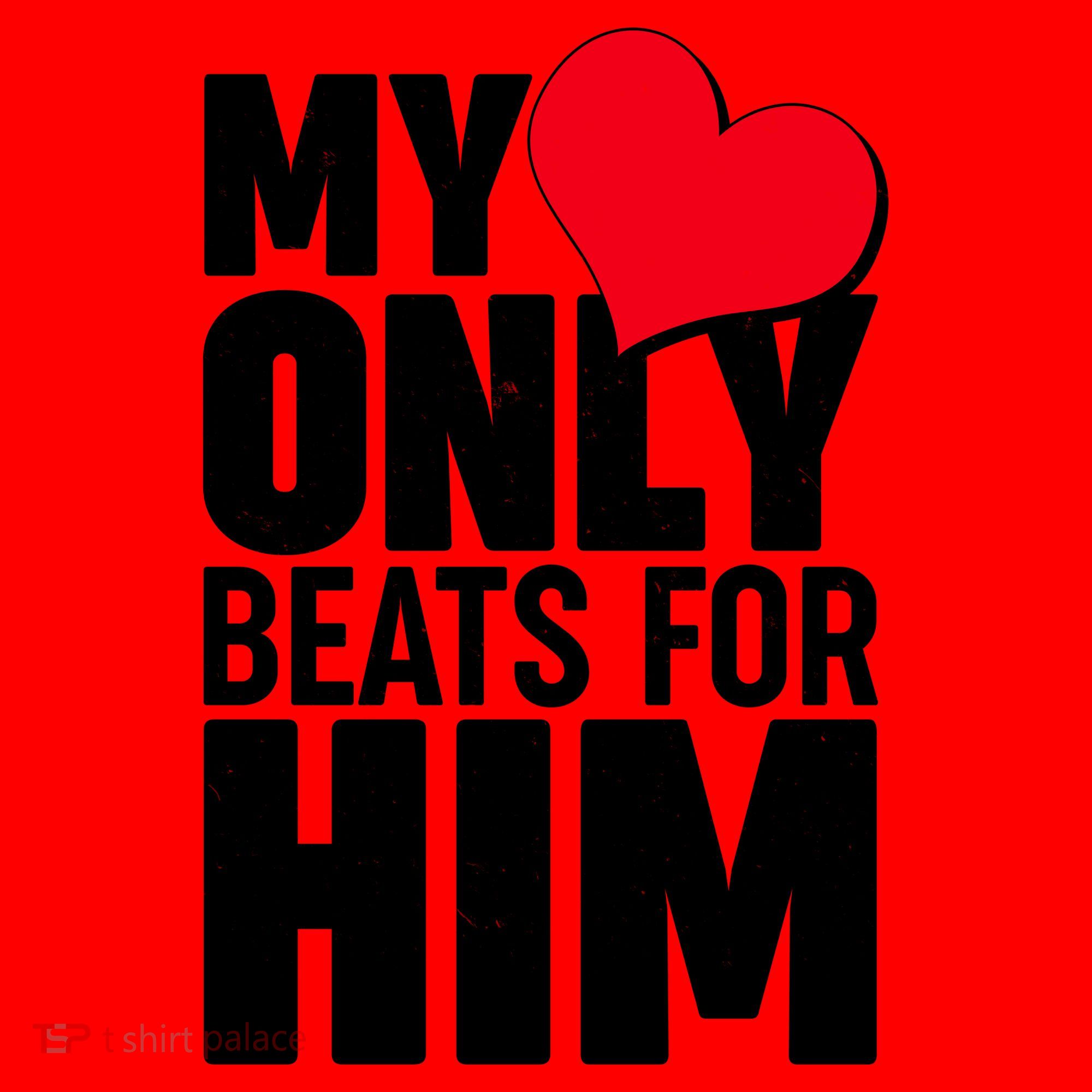 Valentine's Day My Heart Only Beats for Him Matching Couples Santa Hat