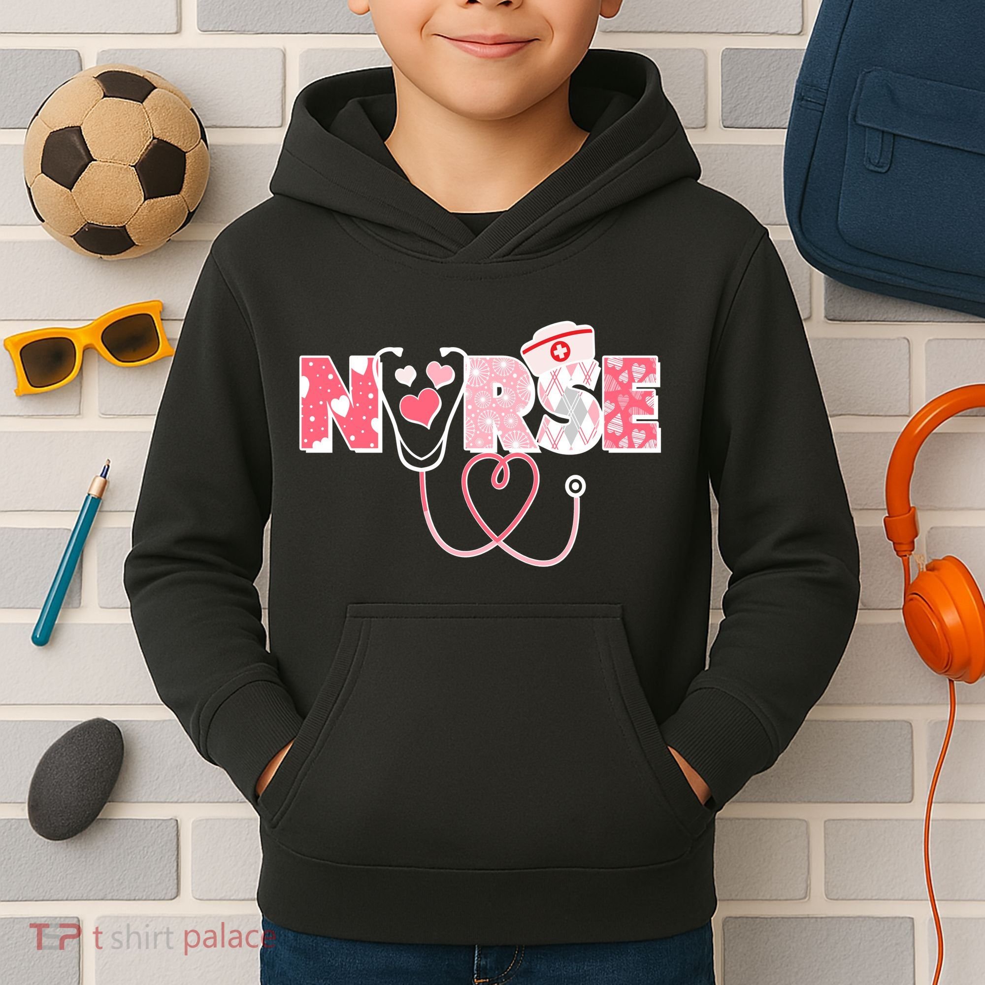 Valentine's Day Nurse Love Kids Hoodie