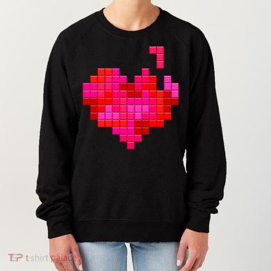 Valentine's Day Retro Video Game Heart Puzzle Women's Sweatshirt