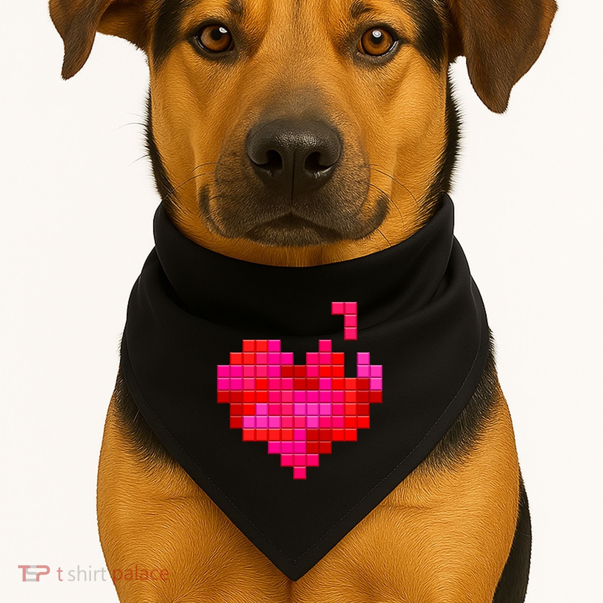 Valentine's Day Retro Video Game Heart Puzzle USA-Made Doggie Bandana