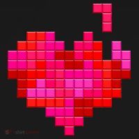 Valentine's Day Retro Video Game Heart Puzzle USA-Made Doggie Bandana thumb 2
