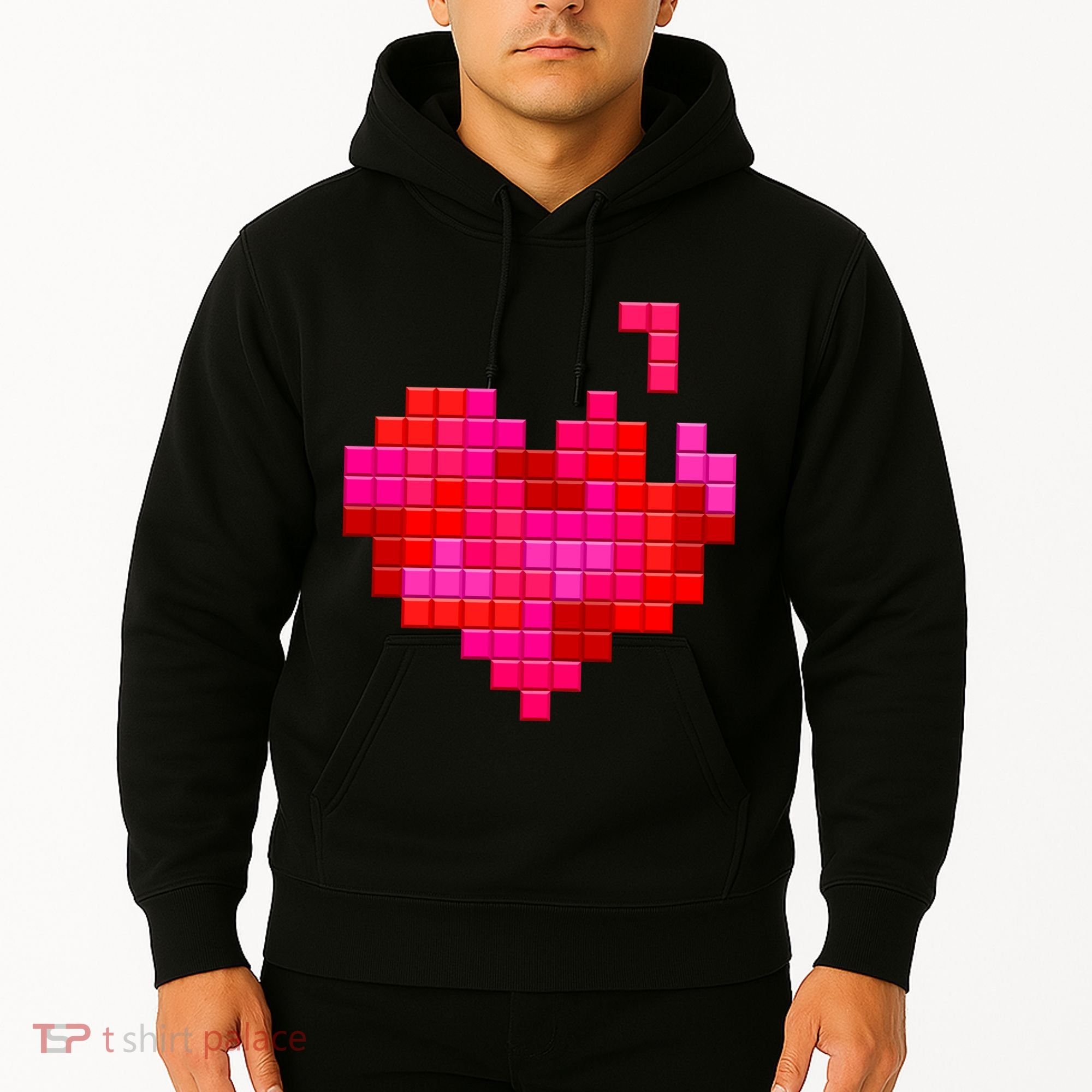 Valentine's Day Retro Video Game Heart Puzzle Hoodie