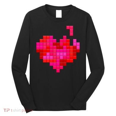 Valentine's Day Retro Video Game Heart Puzzle Long Sleeve Shirt