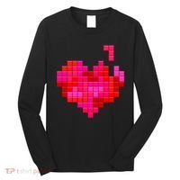 Valentine's Day Retro Video Game Heart Puzzle Long Sleeve Shirt thumb 0