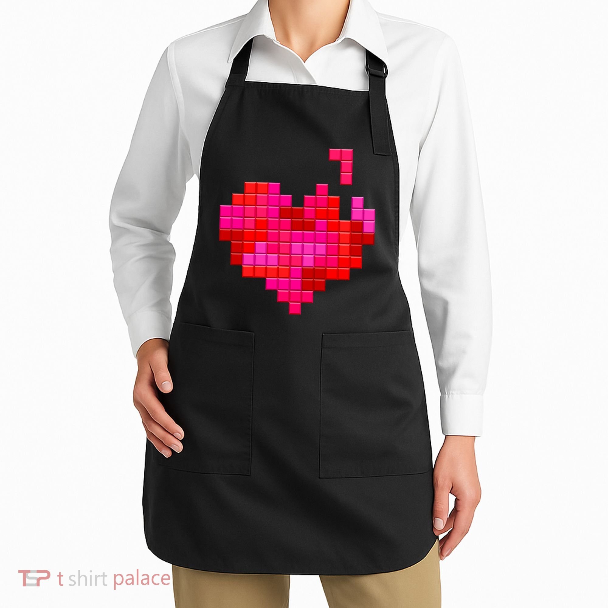 Valentine's Day Retro Video Game Heart Puzzle Apron