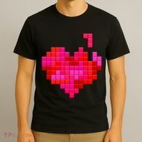 Valentine's Day Retro Video Game Heart Puzzle T-Shirt thumb 3