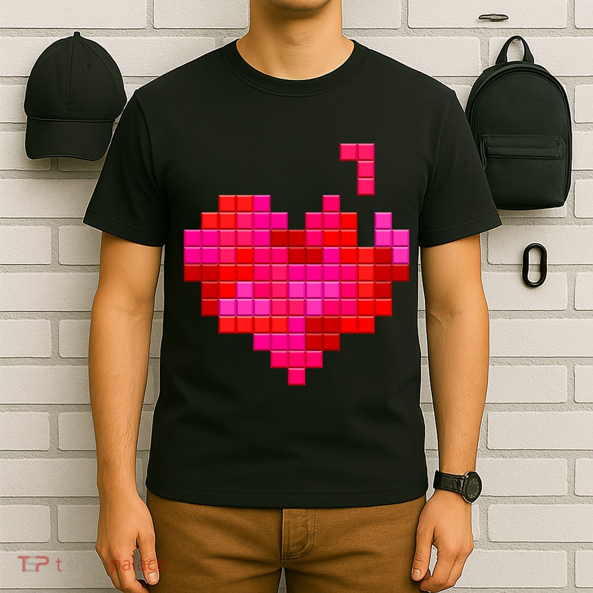 Valentine's Day Retro Video Game Heart Puzzle T-Shirt