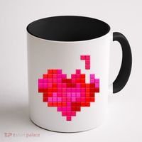 Valentine's Day Retro Video Game Heart Puzzle Coffee Mug thumb 1