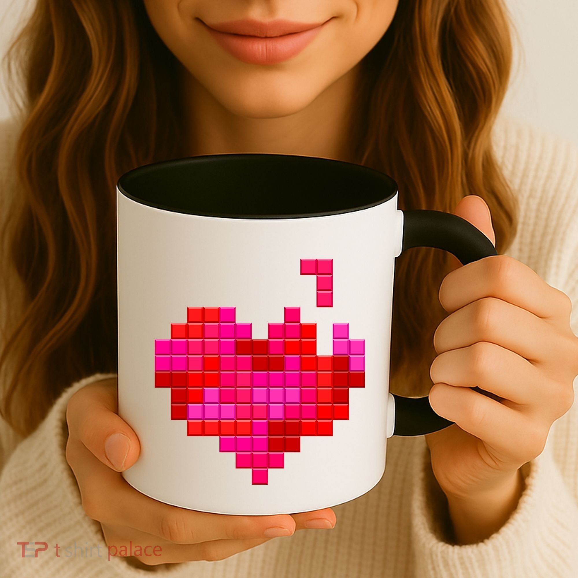 Valentine's Day Retro Video Game Heart Puzzle Coffee Mug