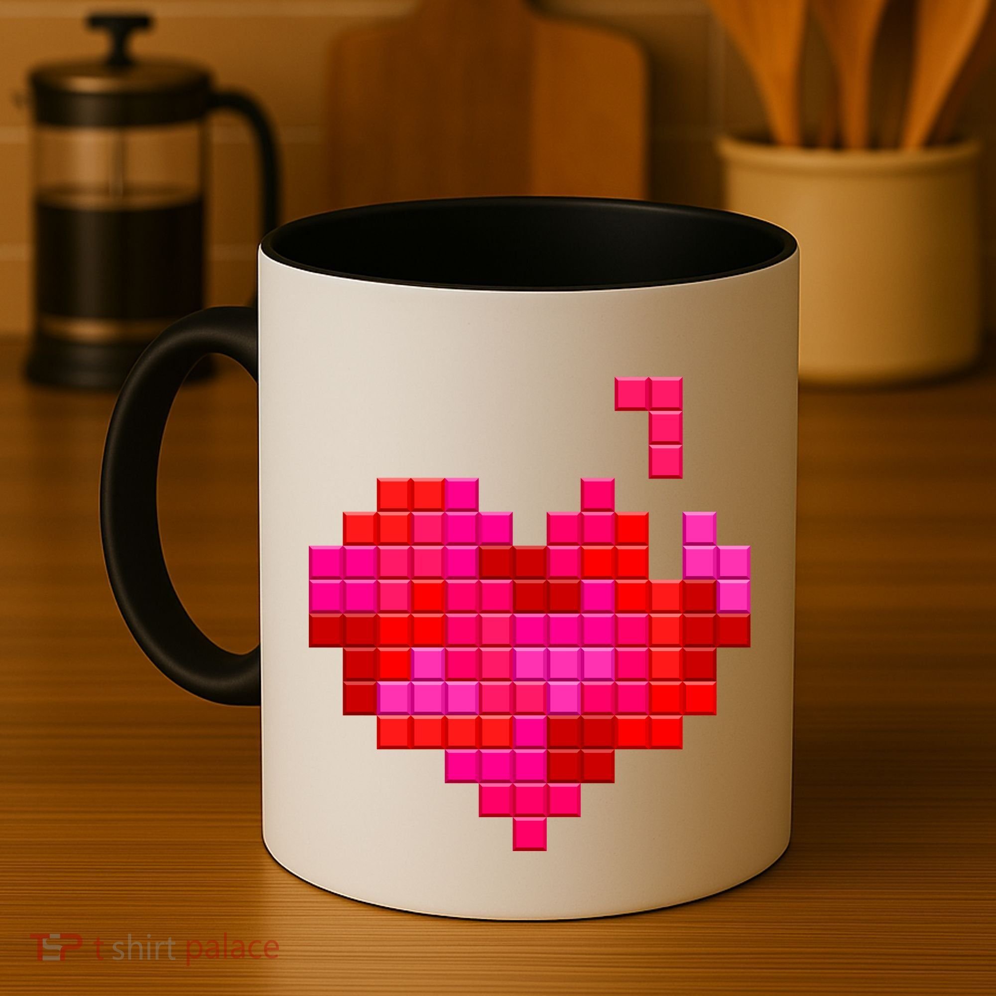 Valentine's Day Retro Video Game Heart Puzzle Coffee Mug