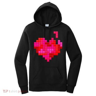 Valentine's Day Retro Video Game Heart Puzzle Women's Hoodie