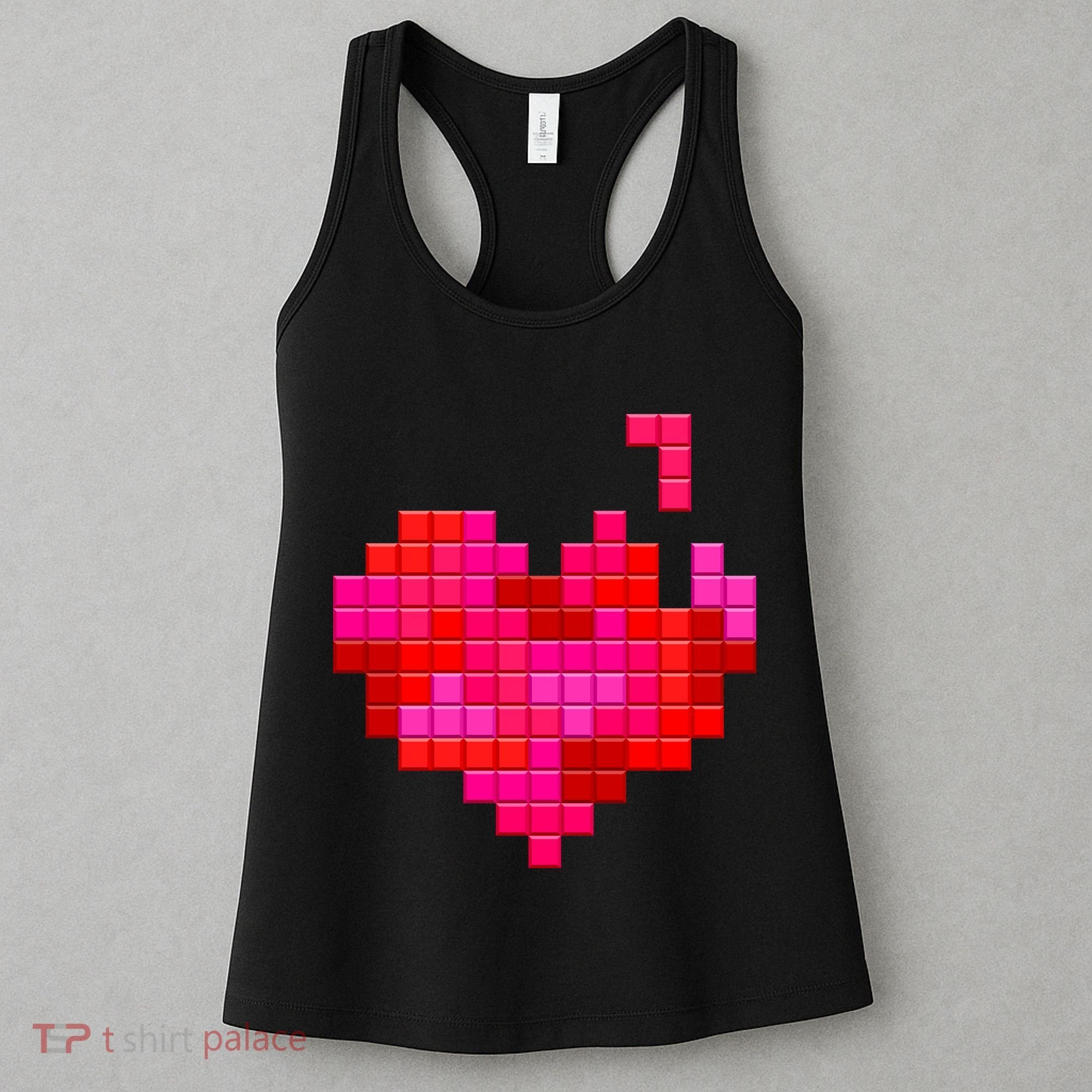 Valentine's Day Retro Video Game Heart Puzzle Women's Tank Top