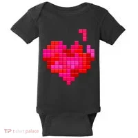 Valentine's Day Retro Video Game Heart Puzzle Baby Bodysuit thumb 0